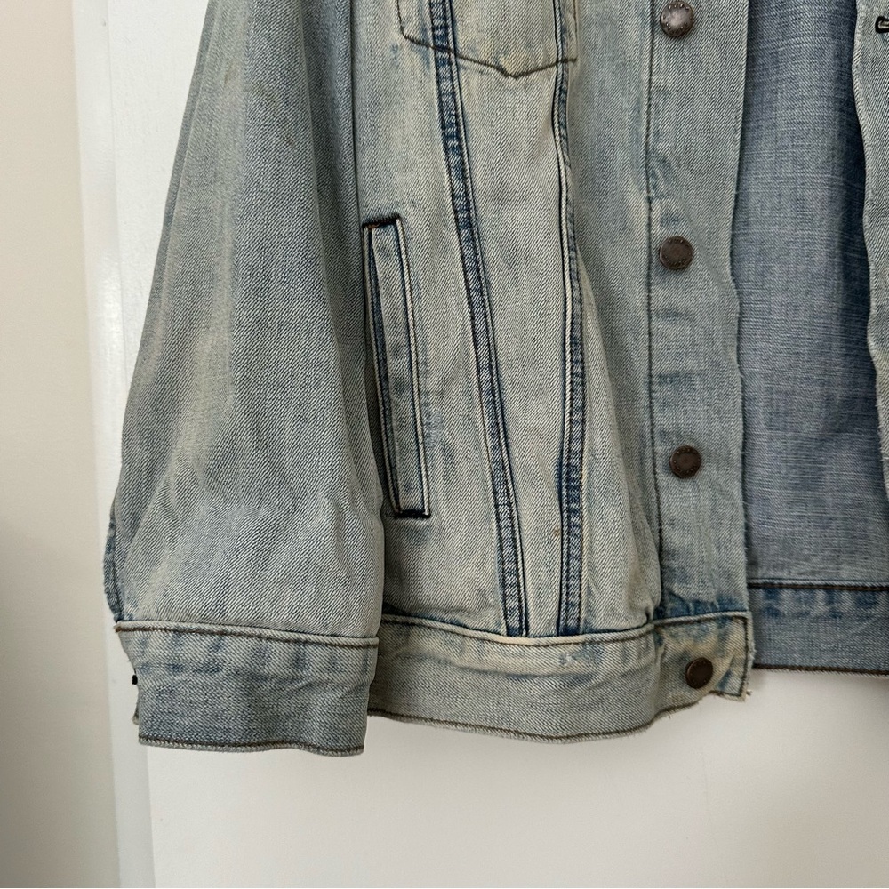 Free People Denim Trucker Jacket Button Front Womens XS Washed Blue - Picture 8 of 14